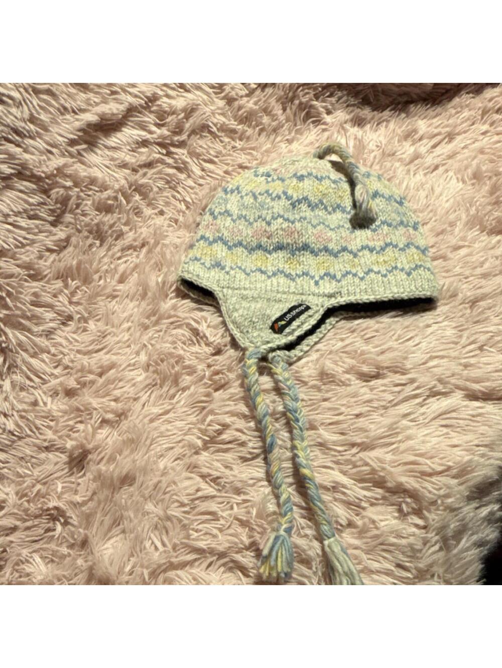 US Sherpa Knit Trapper Hat Fair Isle Ear Flap Fleece Lined Braided Tassels
